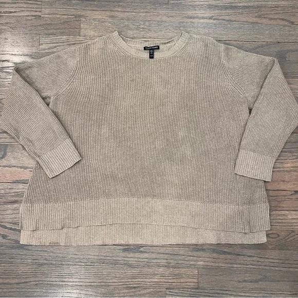 Eileen Fisher Sweater 100% Organic Cotton Knit Women’s XL Taupe Quiet Luxury - Picture 2 of 7